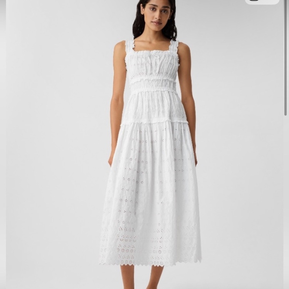NWT Gap x Doen eyelet smocked embroidered midi maxi dress
